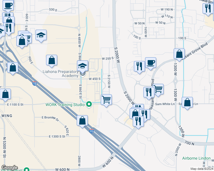 map of restaurants, bars, coffee shops, grocery stores, and more near 518 Chateau Way in American Fork