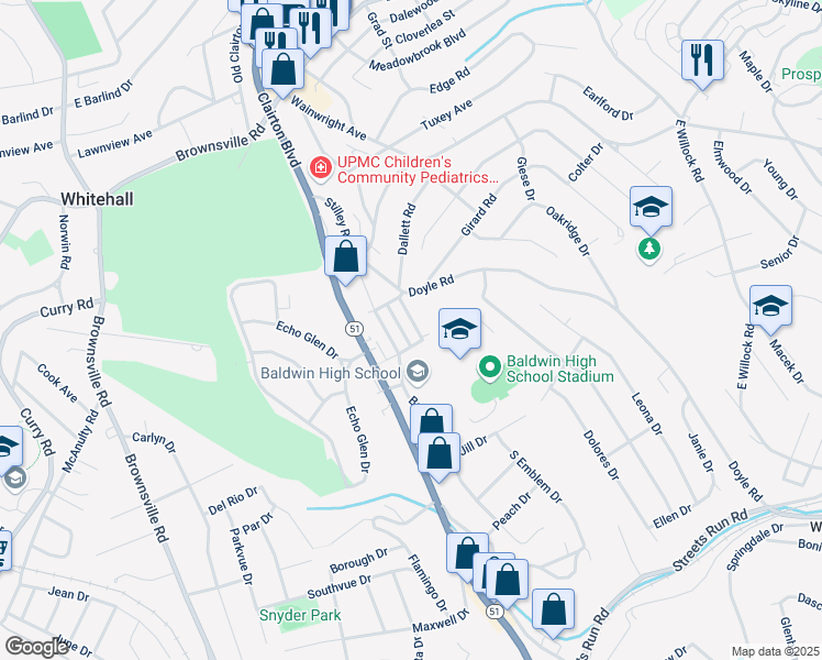 map of restaurants, bars, coffee shops, grocery stores, and more near 4626 North Emblem Avenue in Pittsburgh