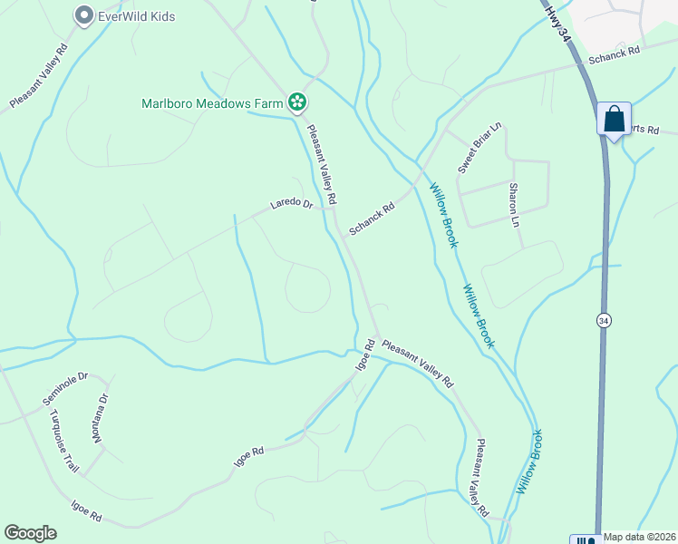 map of restaurants, bars, coffee shops, grocery stores, and more near 213 Navajo Court in Marlboro