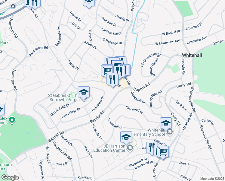 map of restaurants, bars, coffee shops, grocery stores, and more near 5260 Grove Road in Pittsburgh