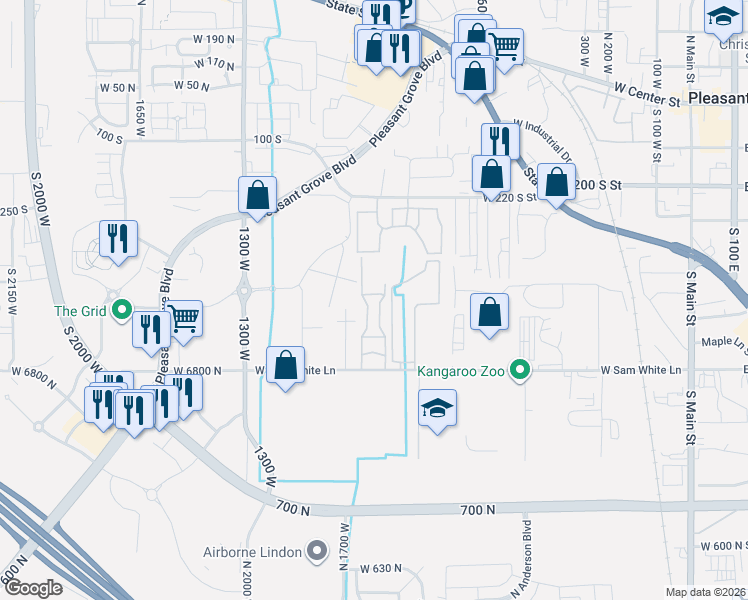 map of restaurants, bars, coffee shops, grocery stores, and more near 943 West 580 South in Pleasant Grove