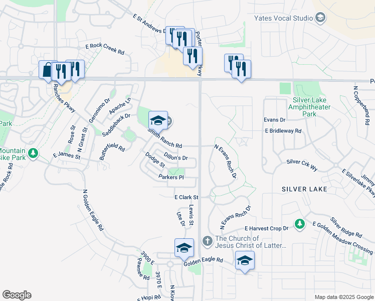 map of restaurants, bars, coffee shops, grocery stores, and more near 4142 Smith Ranch Road in Eagle Mountain