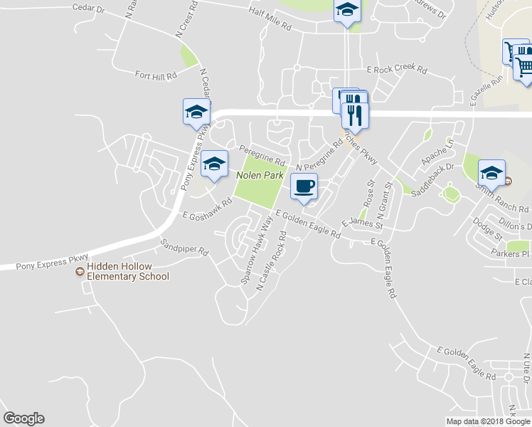 map of restaurants, bars, coffee shops, grocery stores, and more near 3262 East Golden Eagle Road in Eagle Mountain