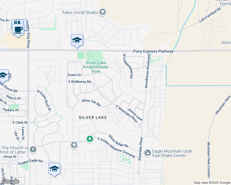 map of restaurants, bars, coffee shops, grocery stores, and more near 7692 Decrescendo Drive in Eagle Mountain