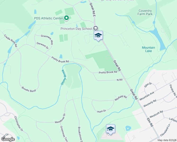 map of restaurants, bars, coffee shops, grocery stores, and more near 50-84 Pretty Brook Rd in Princeton