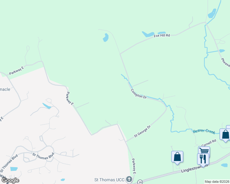 map of restaurants, bars, coffee shops, grocery stores, and more near 1720 Compton Drive in Harrisburg