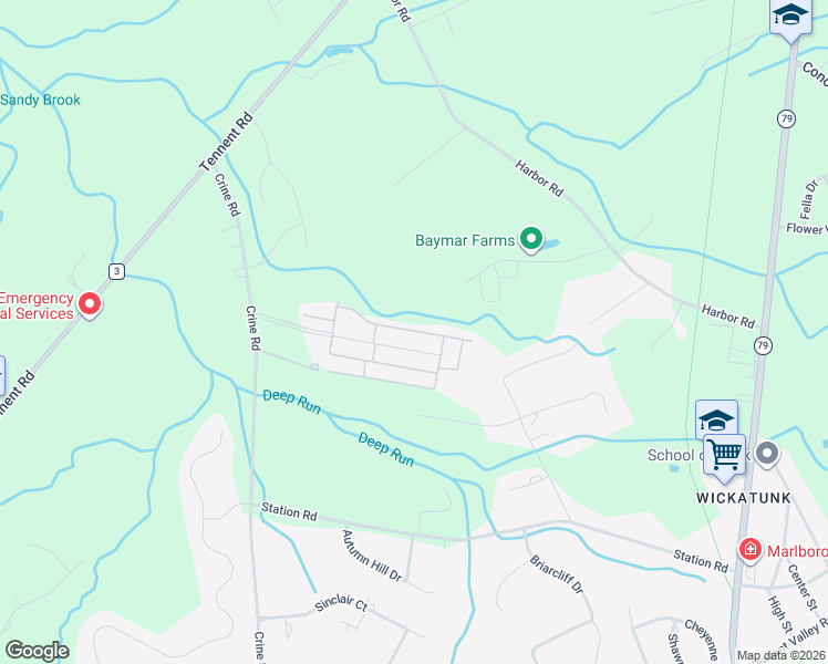 map of restaurants, bars, coffee shops, grocery stores, and more near 159 Village Road in Marlboro