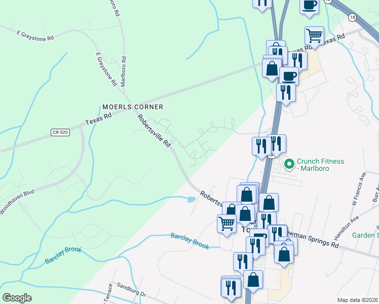 map of restaurants, bars, coffee shops, grocery stores, and more near 1 Maria Court in Old Bridge
