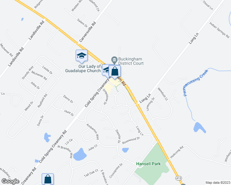 map of restaurants, bars, coffee shops, grocery stores, and more near 3872 Nanlyn Farm Circle in Doylestown