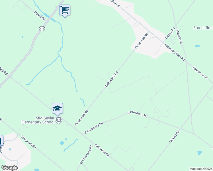 map of restaurants, bars, coffee shops, grocery stores, and more near 263 Twinbrook Rd in Perkasie