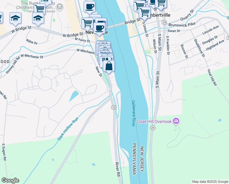 map of restaurants, bars, coffee shops, grocery stores, and more near 218 Towpath Street in New Hope