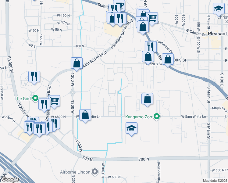 map of restaurants, bars, coffee shops, grocery stores, and more near 943 West 580 South in Pleasant Grove