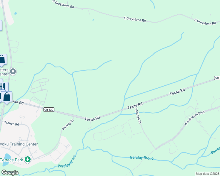 map of restaurants, bars, coffee shops, grocery stores, and more near 360 Texas Road in Old Bridge Township