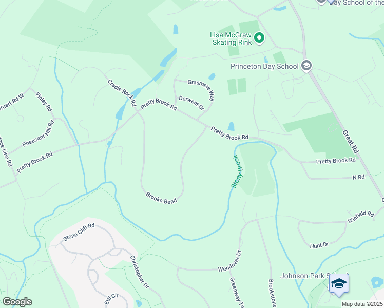 map of restaurants, bars, coffee shops, grocery stores, and more near 50 Brooks Bend in Princeton