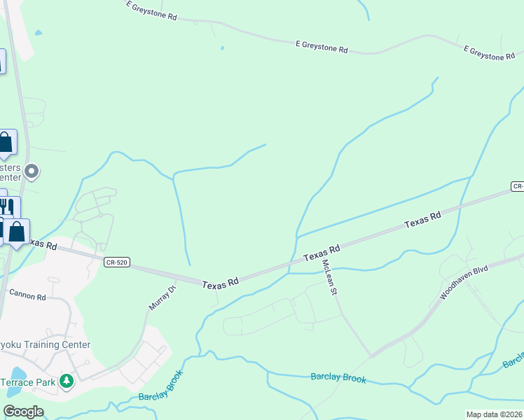 map of restaurants, bars, coffee shops, grocery stores, and more near 360 Texas Road in Old Bridge Township