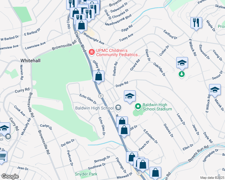 map of restaurants, bars, coffee shops, grocery stores, and more near 4626 North Emblem Avenue in Pittsburgh