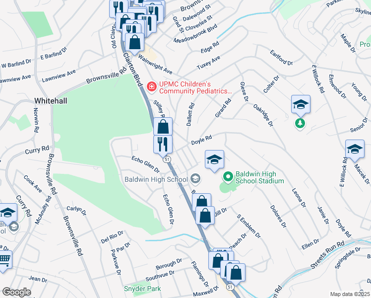 map of restaurants, bars, coffee shops, grocery stores, and more near 4626 North Emblem Avenue in Pittsburgh