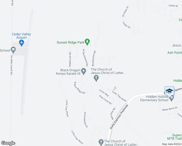 map of restaurants, bars, coffee shops, grocery stores, and more near 7721 Bristlecone Road in Eagle Mountain