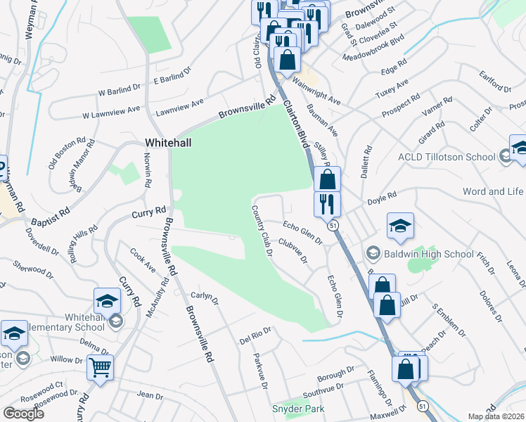 map of restaurants, bars, coffee shops, grocery stores, and more near 4549 Echo Glen Drive in Pittsburgh