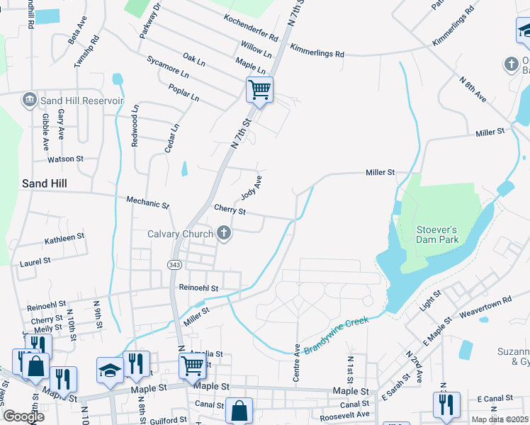 map of restaurants, bars, coffee shops, grocery stores, and more near 573 Doris Drive in Lebanon