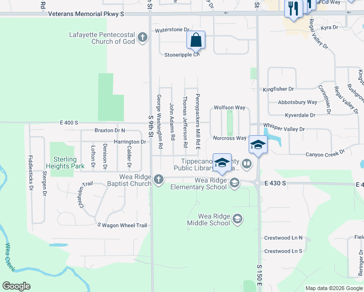 map of restaurants, bars, coffee shops, grocery stores, and more near 1111 Pennypackers Mill Road in Lafayette