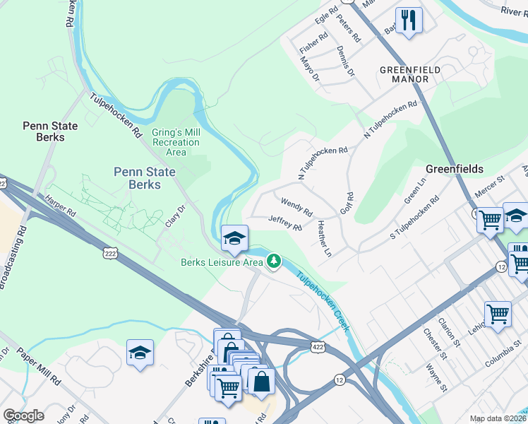 map of restaurants, bars, coffee shops, grocery stores, and more near 21 Jeffrey Road in Reading