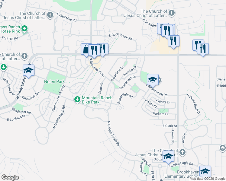 map of restaurants, bars, coffee shops, grocery stores, and more near 7788 North Grant Street in Eagle Mountain
