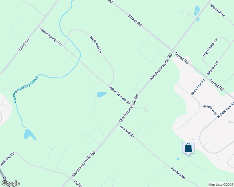 map of restaurants, bars, coffee shops, grocery stores, and more near 3380 Indian Springs Road in Doylestown