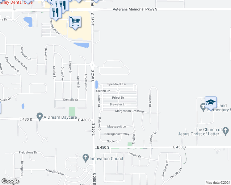 map of restaurants, bars, coffee shops, grocery stores, and more near 2647 Chilton Drive in Lafayette