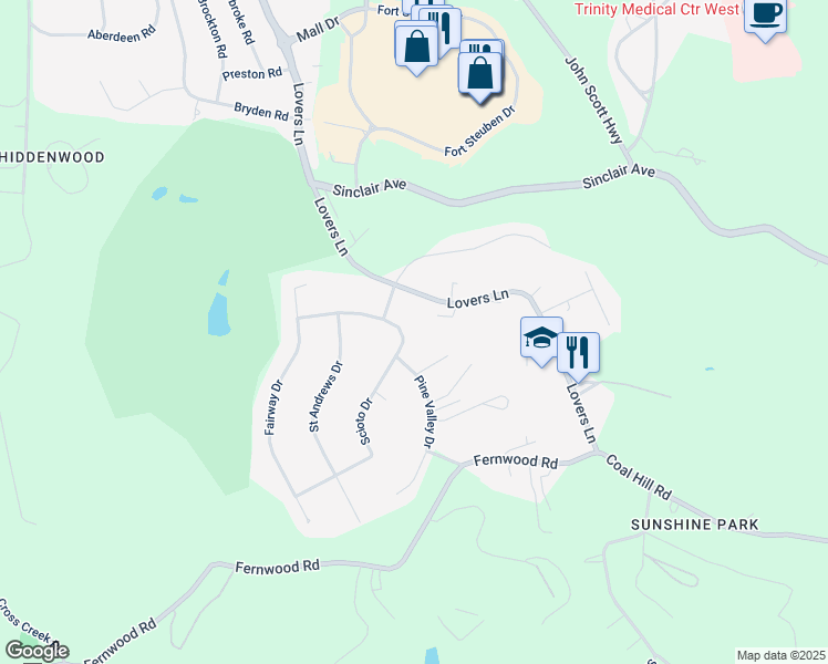 map of restaurants, bars, coffee shops, grocery stores, and more near 4640 Scioto Drive in Steubenville
