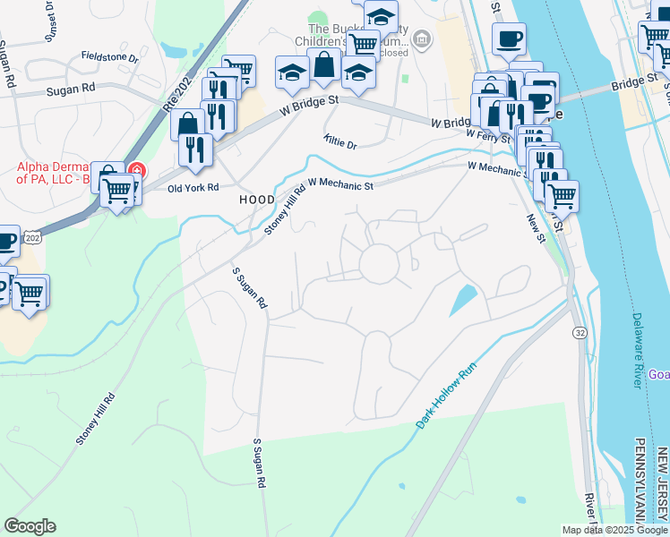 map of restaurants, bars, coffee shops, grocery stores, and more near 6A Darien in New Hope