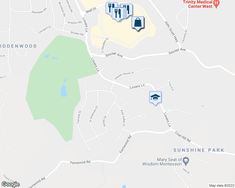 map of restaurants, bars, coffee shops, grocery stores, and more near 4630 Scioto Drive in Steubenville