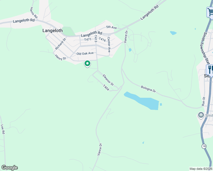 map of restaurants, bars, coffee shops, grocery stores, and more near 215 Charles Street in Langeloth