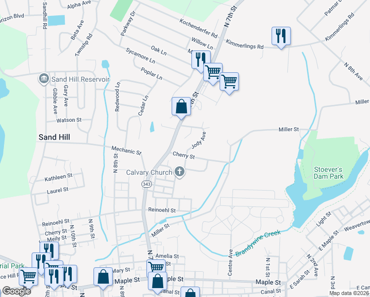 map of restaurants, bars, coffee shops, grocery stores, and more near 1515 Jody Avenue in Lebanon