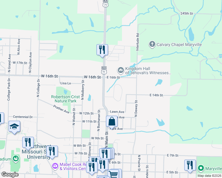 map of restaurants, bars, coffee shops, grocery stores, and more near 177-281 White Ridge Drive in Maryville