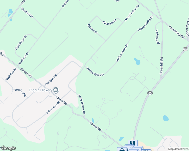 map of restaurants, bars, coffee shops, grocery stores, and more near 6026 Hidden Valley Drive in Doylestown