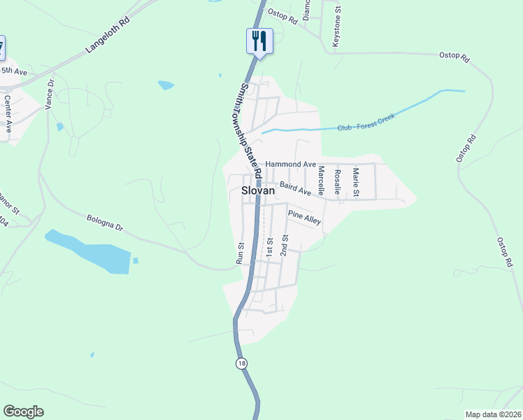 map of restaurants, bars, coffee shops, grocery stores, and more near 55 1st Street in Slovan