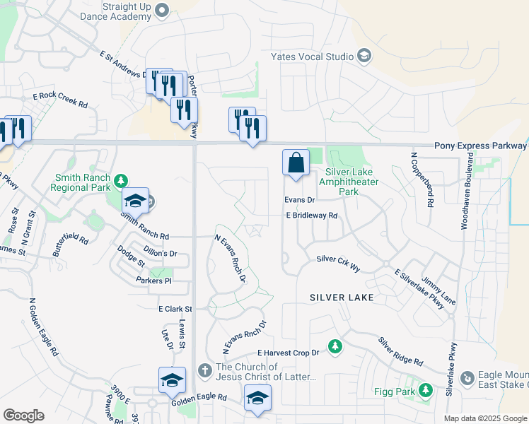 map of restaurants, bars, coffee shops, grocery stores, and more near 7789 North Willow Oak Way in Eagle Mountain