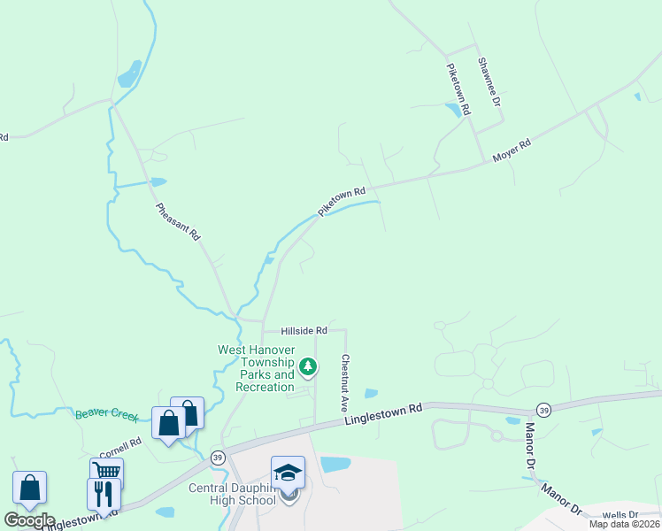 map of restaurants, bars, coffee shops, grocery stores, and more near 737 Piketown Road in Harrisburg