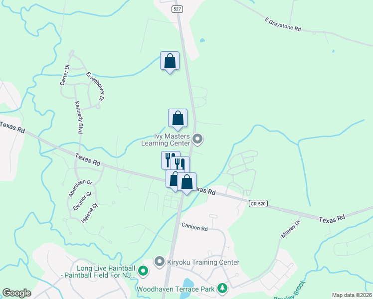 map of restaurants, bars, coffee shops, grocery stores, and more near 1821 Englishtown Road in Old Bridge