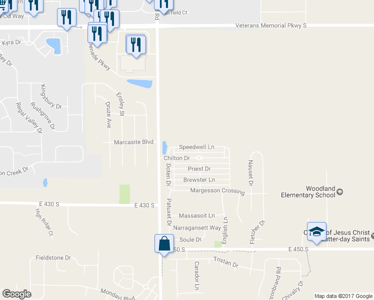 map of restaurants, bars, coffee shops, grocery stores, and more near 2623 Speedwell Ln in Lafayette