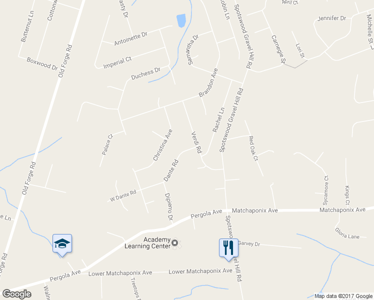 map of restaurants, bars, coffee shops, grocery stores, and more near 22 Dante Road in Monroe Township