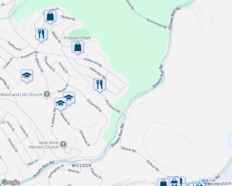map of restaurants, bars, coffee shops, grocery stores, and more near 1718 Beryl Drive in Pittsburgh