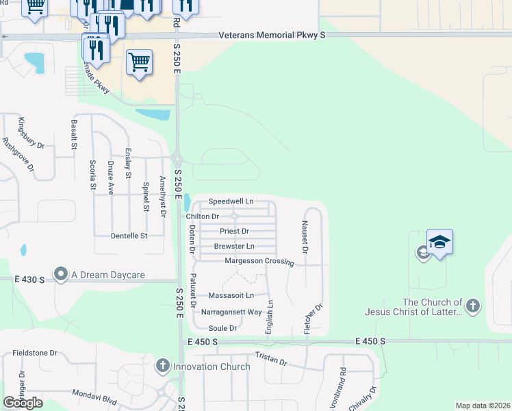 map of restaurants, bars, coffee shops, grocery stores, and more near 2755 Speedwell Lane in Lafayette
