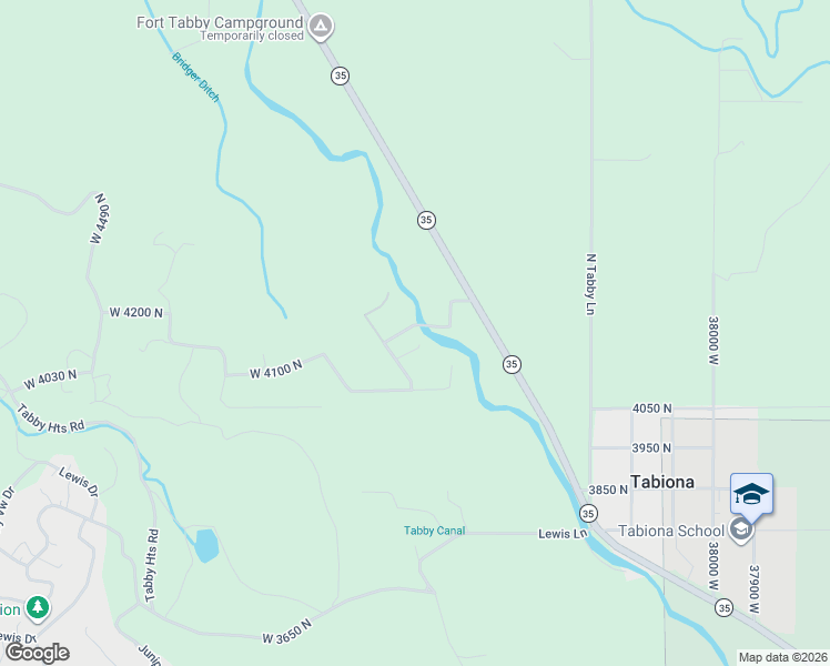map of restaurants, bars, coffee shops, grocery stores, and more near 4128 North Cobblestone Way in Tabiona