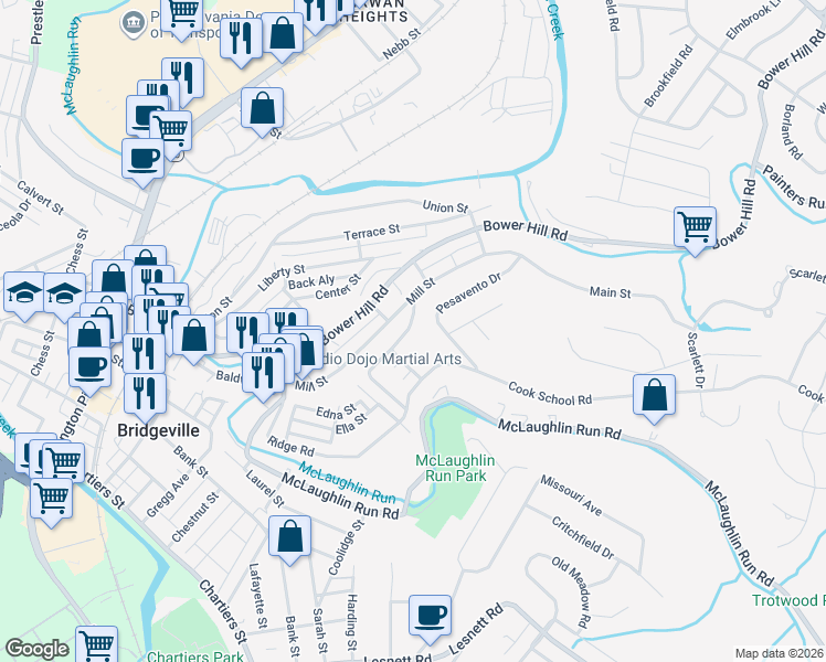 map of restaurants, bars, coffee shops, grocery stores, and more near 1282 Cook School Road in Bridgeville