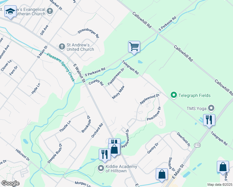 map of restaurants, bars, coffee shops, grocery stores, and more near 92 Wheatsheaff Lane in Perkasie