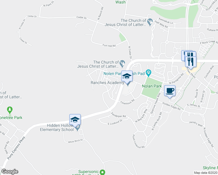map of restaurants, bars, coffee shops, grocery stores, and more near 2894 Ruby Valley Drive in Eagle Mountain