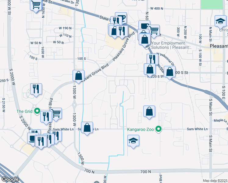 map of restaurants, bars, coffee shops, grocery stores, and more near 372 South 930 West in Pleasant Grove