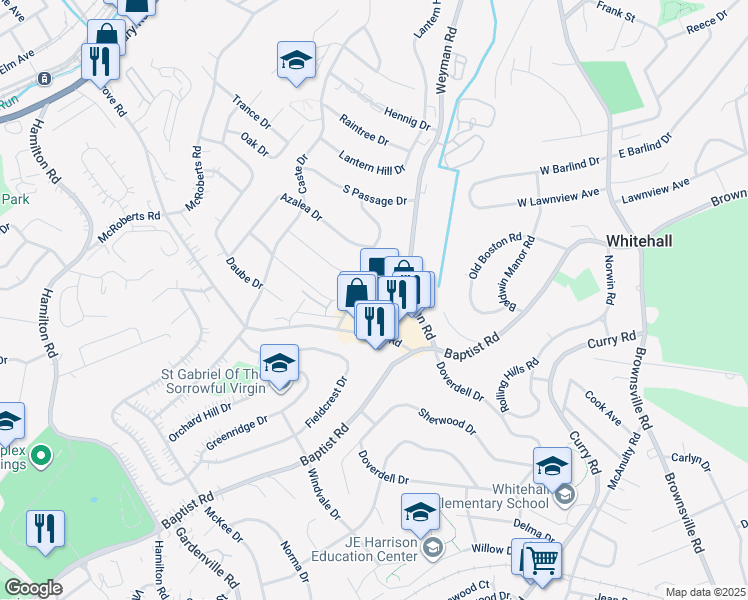 map of restaurants, bars, coffee shops, grocery stores, and more near 5301 Grove Road in Pittsburgh